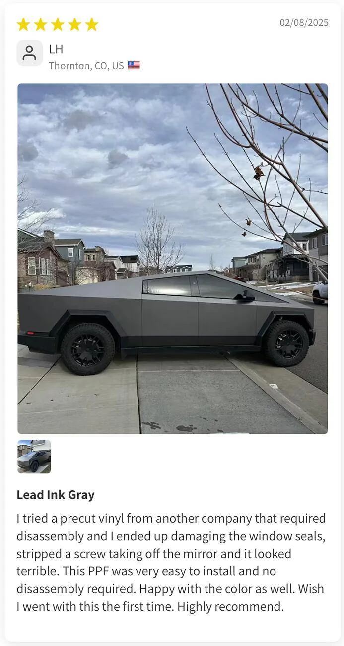 Tesla Cybertruck Matte Lead Ink Gray PPF Wrap by TWRAPS Screenshot 2025-02-08 at 6.22.15 PM