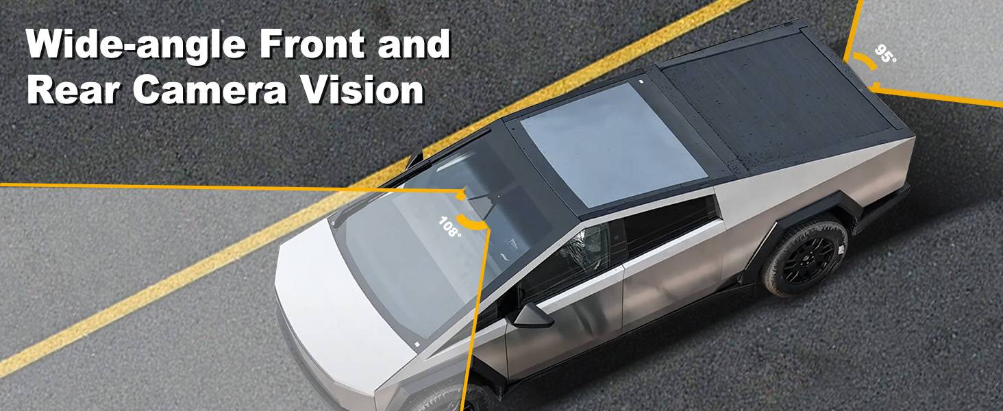 Tesla Cybertruck 8.2'' Media Mirror Dash Cam for Cybertruck Night Vision Rear and Front Recorder 108°(Hansshow) 画板 1