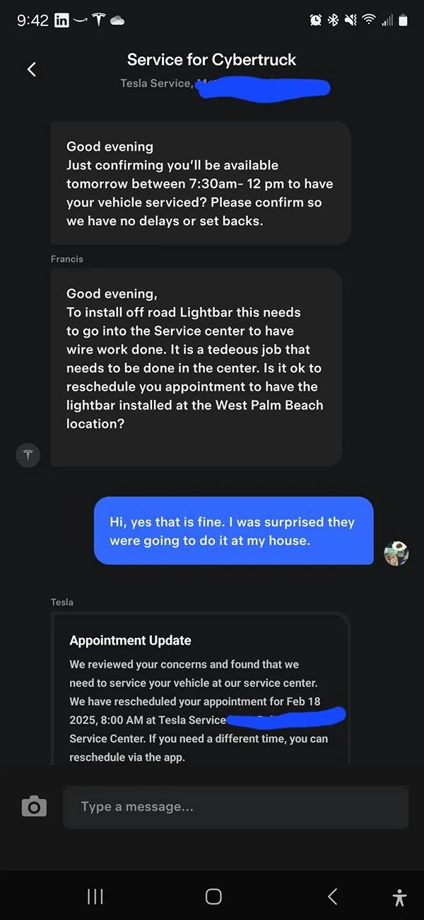 Tesla Cybertruck Foundation Series Light Bar Waiting Room Screenshot_20250211_094251_Tesla