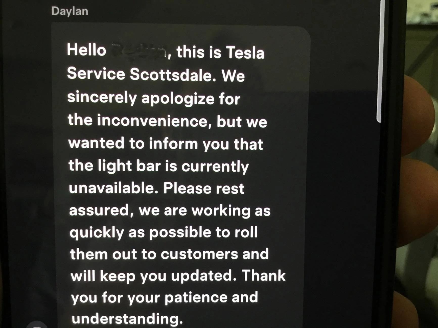 Tesla Cybertruck Foundation Series Light Bar Waiting Room imag