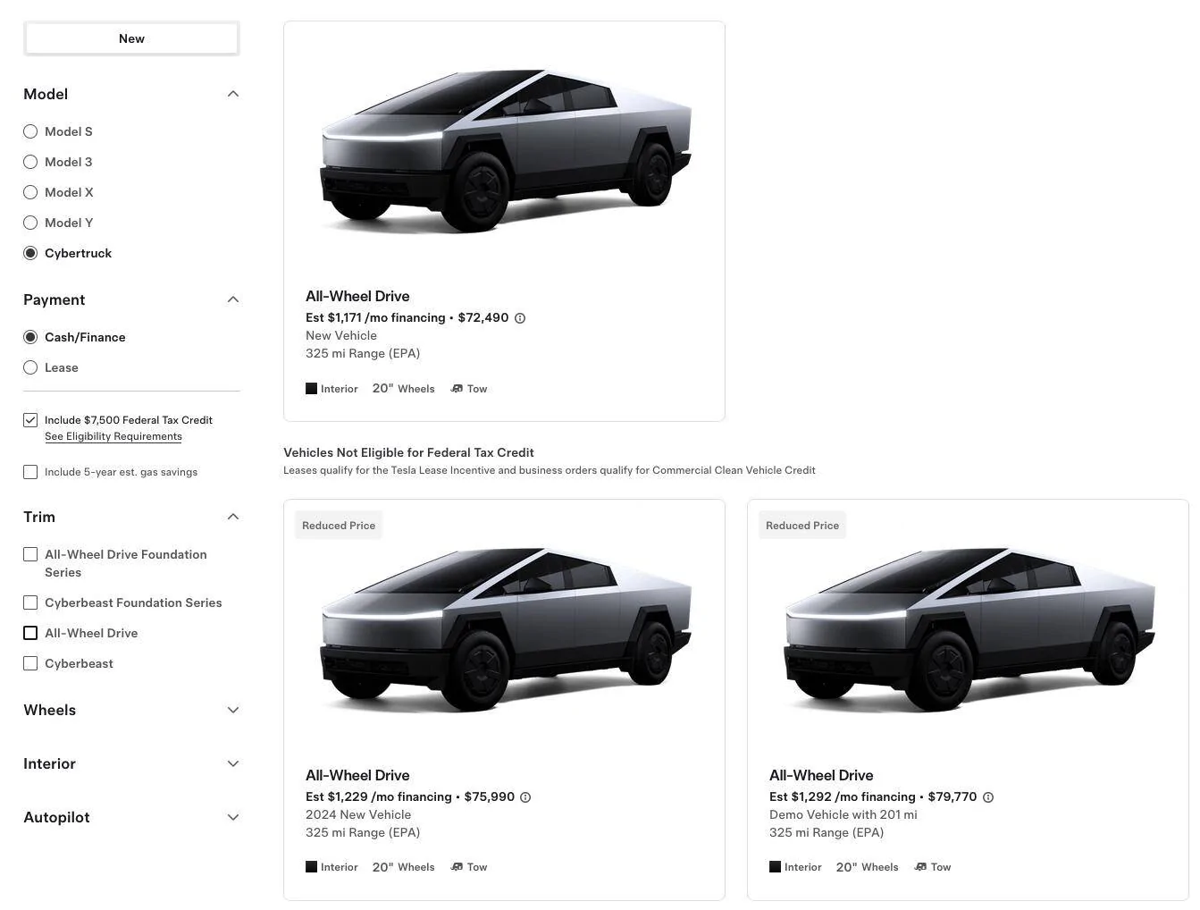 Tesla Cybertruck New Discounts on 2024 Cybertrucks Screen Shot 2025-02-12 at 3.55.18 PM