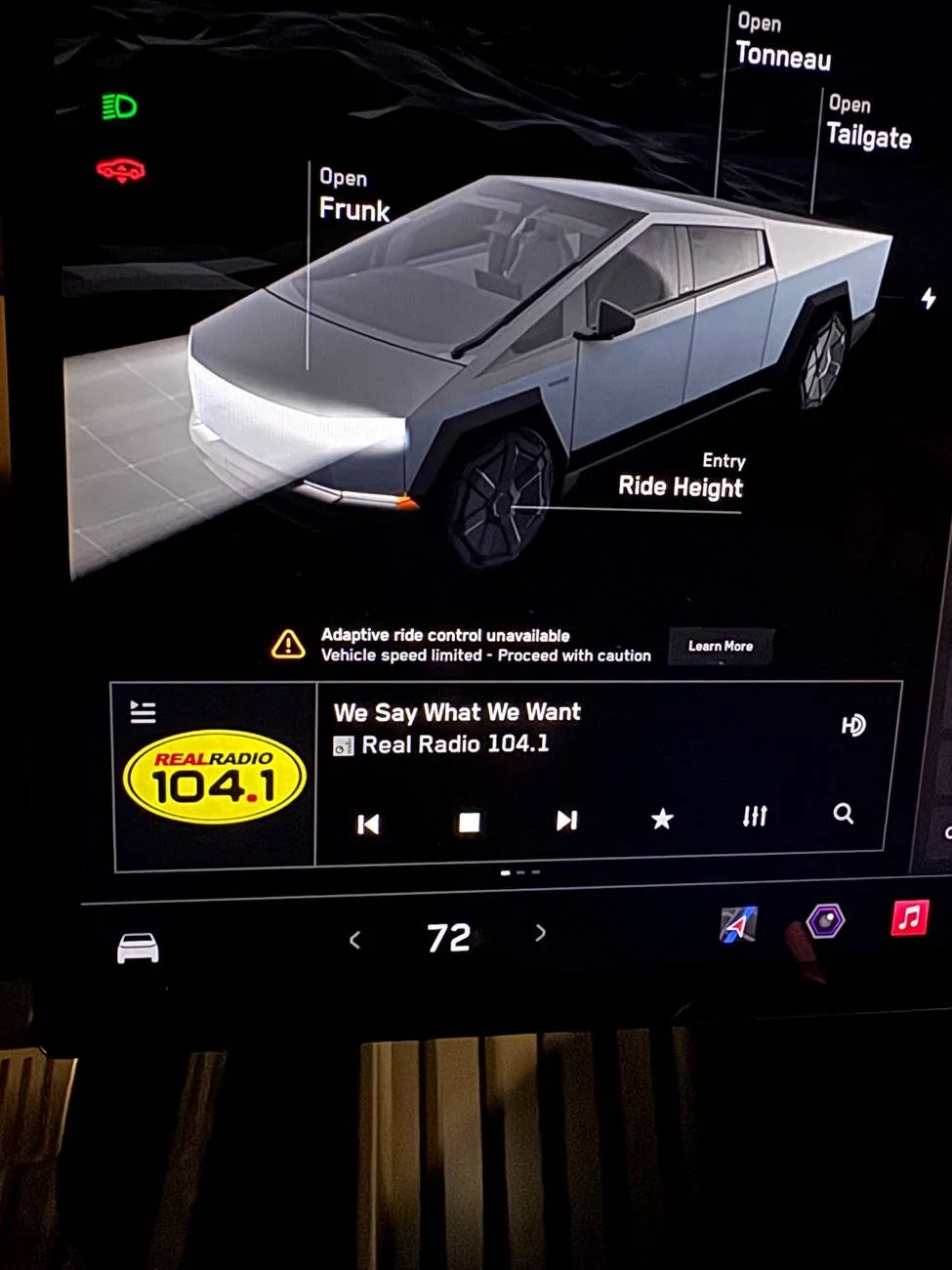 Tesla Cybertruck Just under 7k miles - adaptive drive control warning IMG_0904