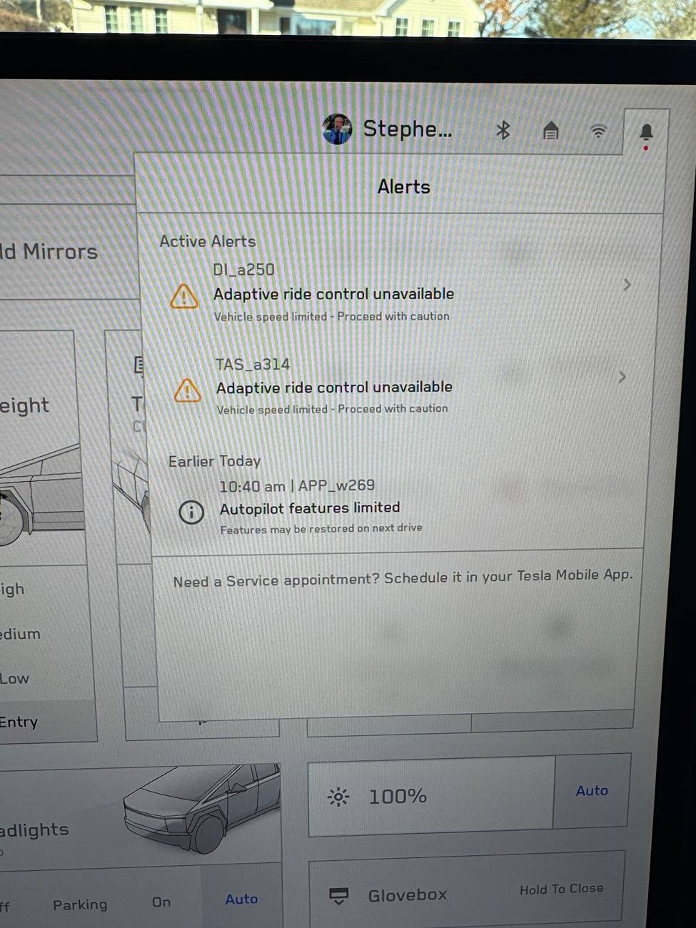 Tesla Cybertruck Just under 7k miles - adaptive drive control warning IMG_6123