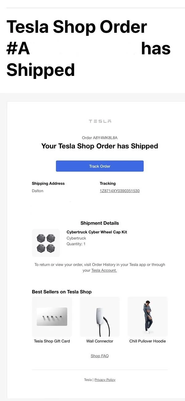Tesla Cybertruck Free Cyber Wheel Caps from Tesla IMG_3325