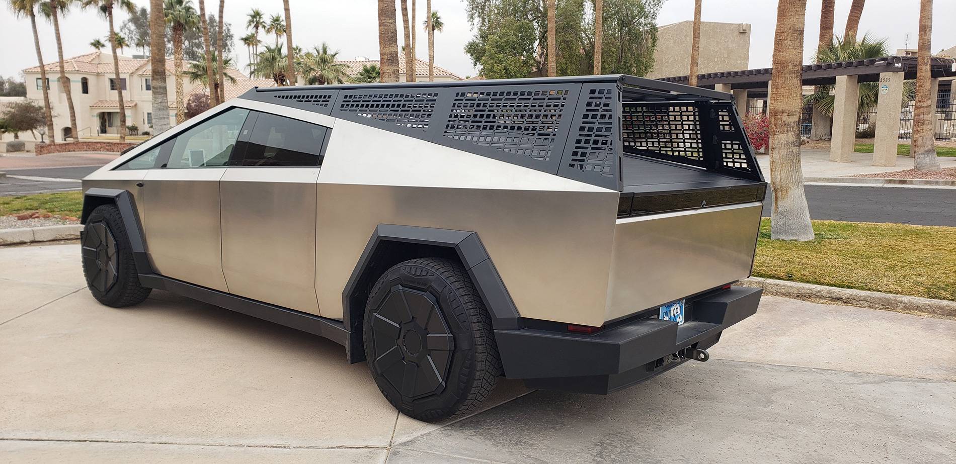 Tesla Cybertruck How I Carry a Spare When Off-road Adventuring -- Mounted to Underside of Bed Rack Urander Bed Rack Installed