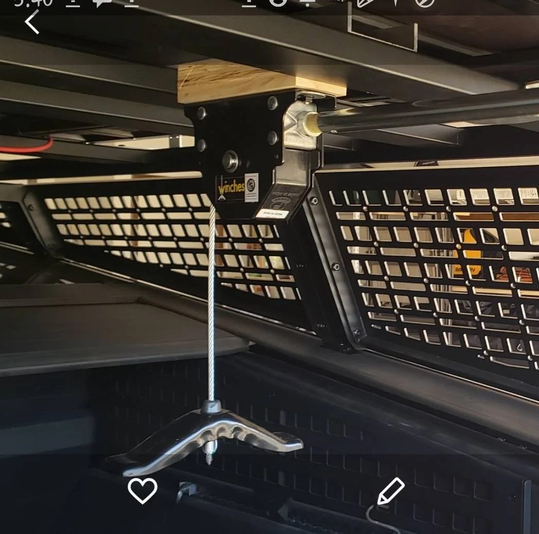 Tesla Cybertruck How I Carry a Spare When Off-road Adventuring -- Mounted to Underside of Bed Rack Lippert Hoist