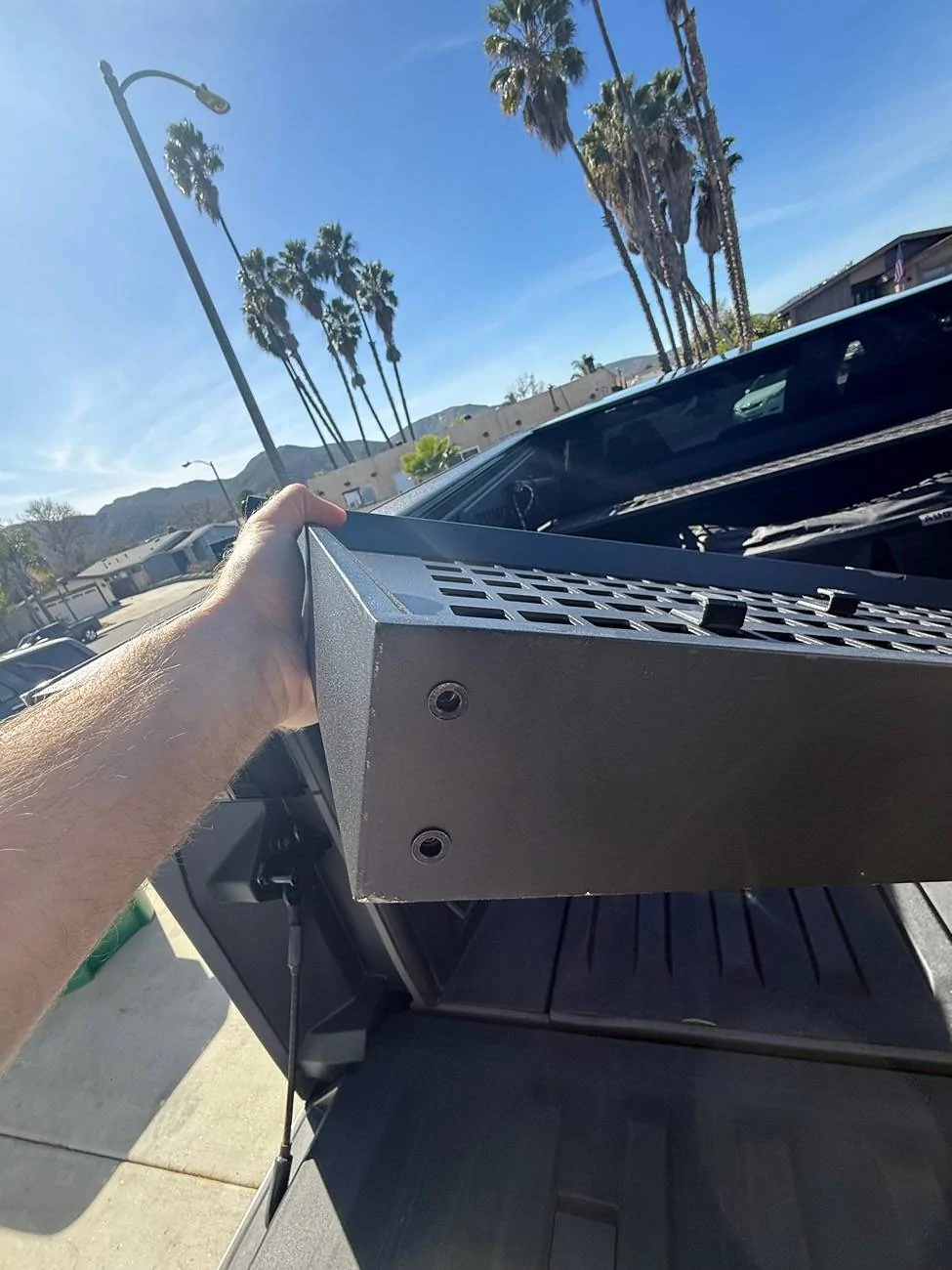 Tesla Cybertruck V2 Tesla Bed Divider with Removable Legs OEM Like New For Sale IMG_2467