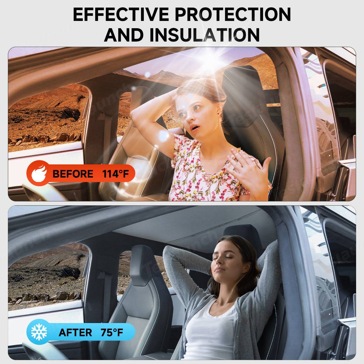 Tesla Cybertruck Teslaunch: Keep Your Cybertruck Cool with the Split Nano Ice Crystal Glass Roof Sunshade 🌞 TESLAUNCH SUNSHADE (4)