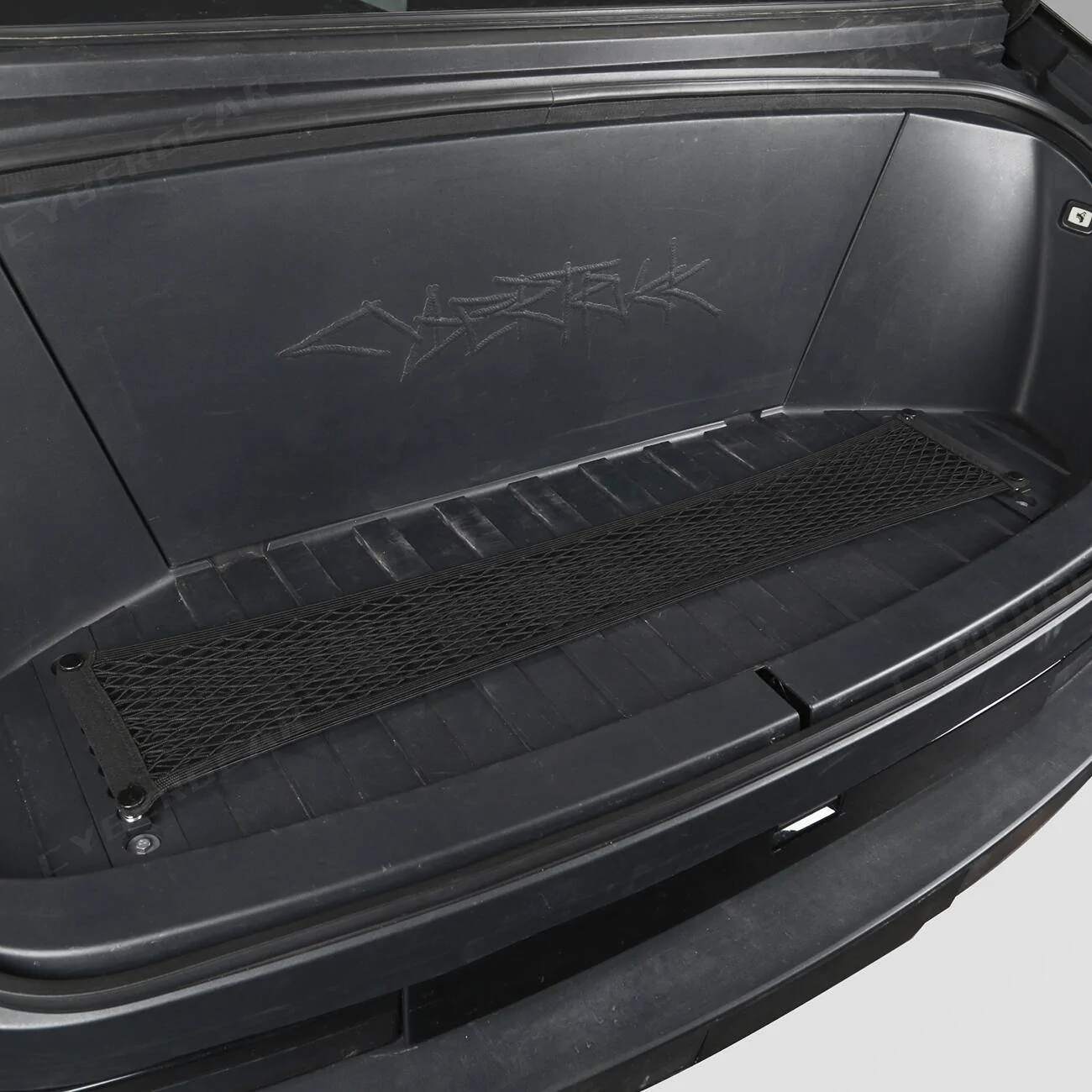 Tesla Cybertruck Front Trunk Aluminum L-Track + Cargo Net ac948396e4c1b9f77ee1e78072935d49