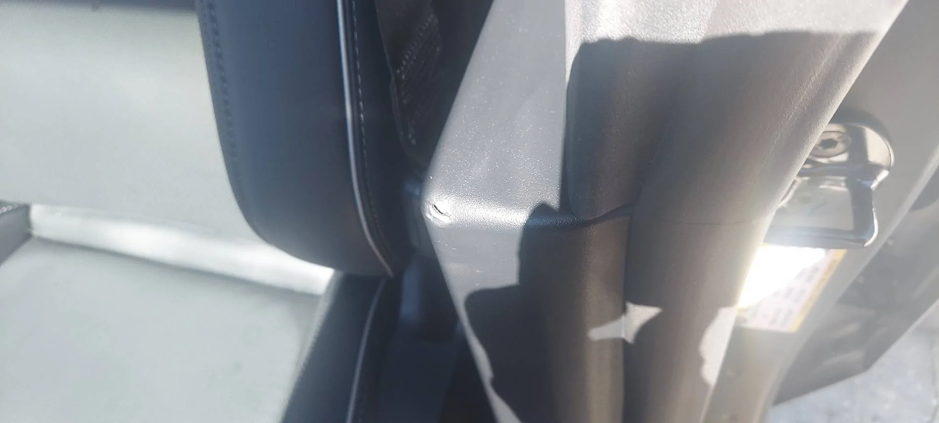 Tesla Cybertruck Interior B Pillar starting to peel 20250217_122204