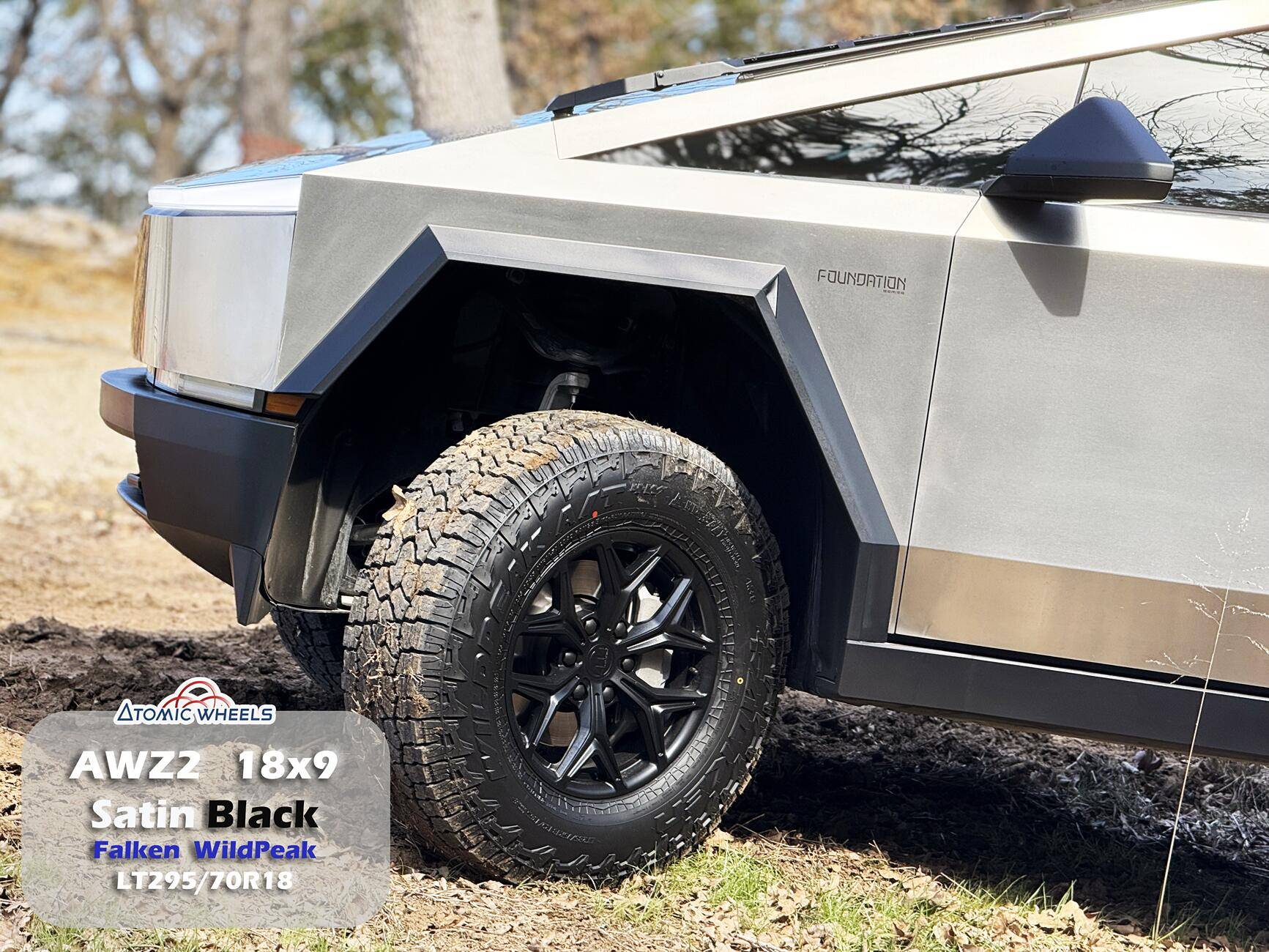 Tesla Cybertruck Fully Forged Atomic Wheels for Tesla Cybetruck AWZ218_CT_SatinBlack_Stampt
