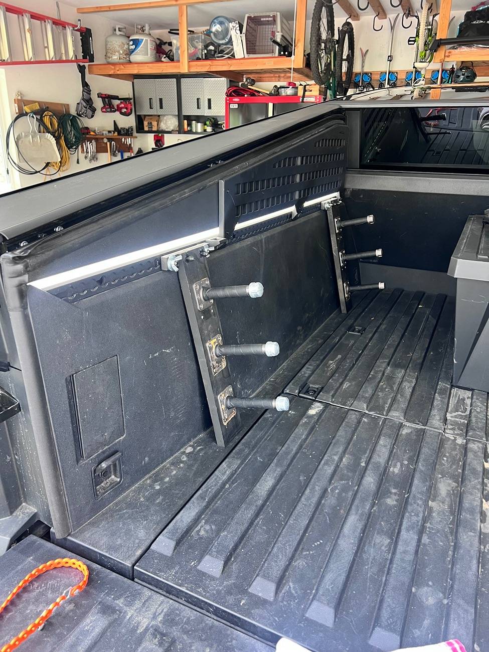 Tesla Cybertruck Bed L-Track Removable Snow Ski Racks DIY IMG_1813