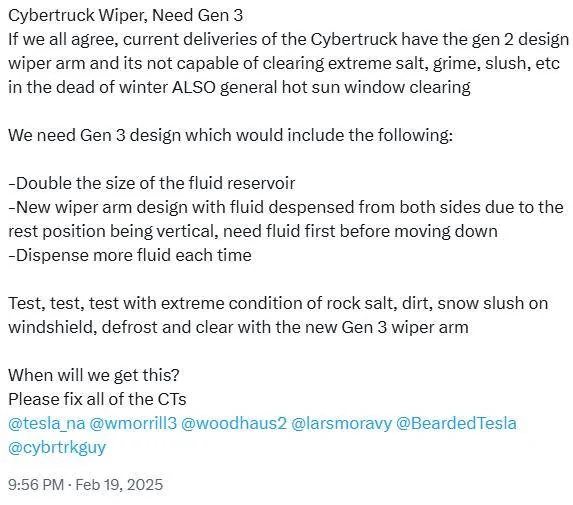 Tesla Cybertruck Cybertruck windshield fluid kinda sucks? 1740020195839-55
