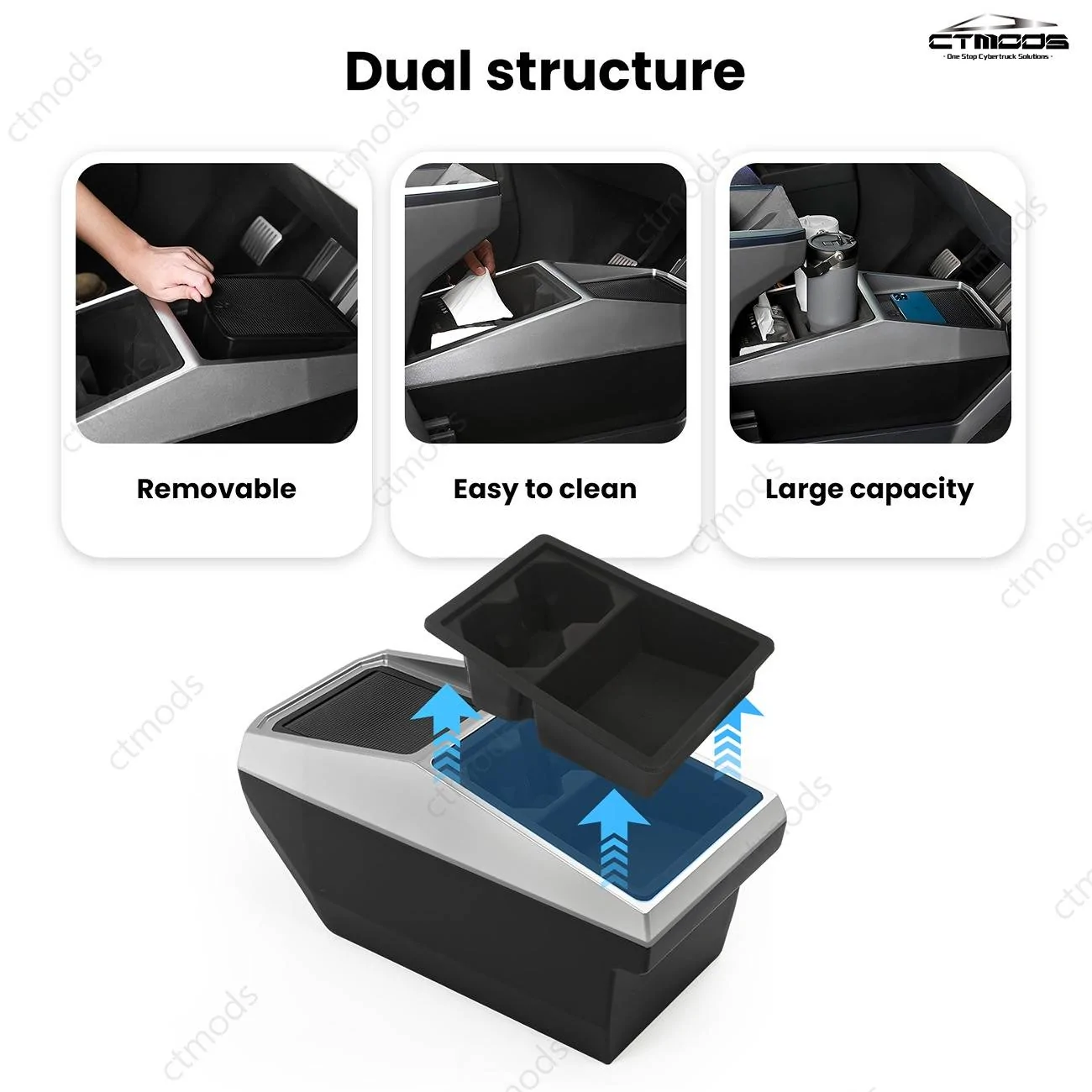 Cybertruck_Center_Console_Multifunctional_Storage_Box_Center_Floor_Organizer_CTmods_4.webp