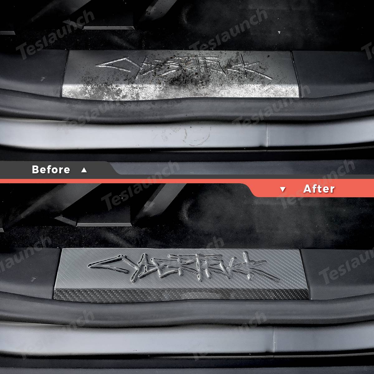 Tesla Cybertruck 🚗[Real Carbon Fiber] Front Door Sill Protector For Tesla Cybertruck (2 Pcs) by Teslaunch🚗 3-2