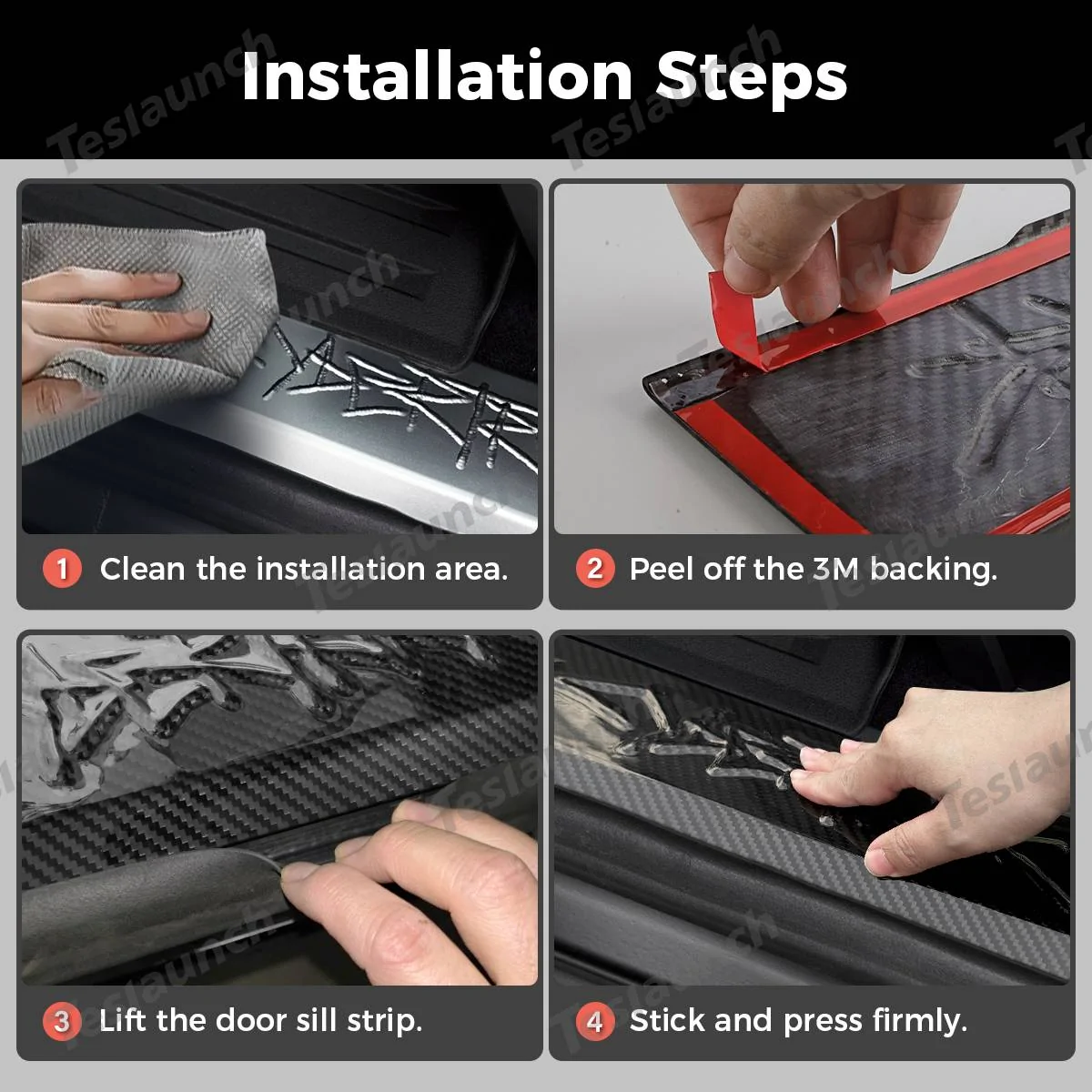 Tesla Cybertruck 🚗[Real Carbon Fiber] Front Door Sill Protector For Tesla Cybertruck (2 Pcs) by Teslaunch🚗 7