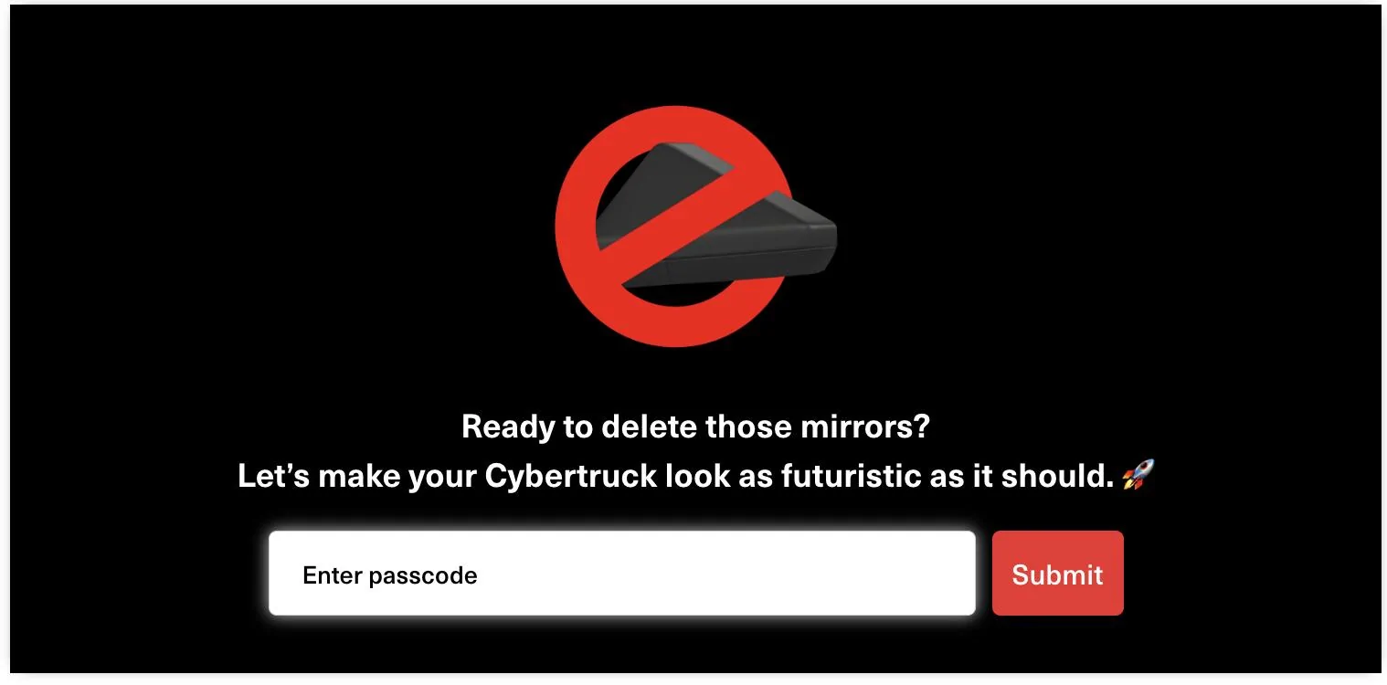 Tesla Cybertruck Mirror Delete: 100% Cybertruck Steel [TESBROS] Screenshot 2025-02-21 at 11.08.45