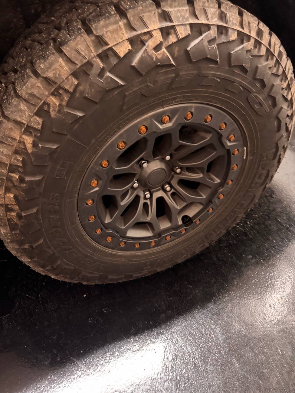 Tesla Cybertruck Martian Wheels 18" Cyber Rover beadlock wheels on Cybertruck IMG_4587