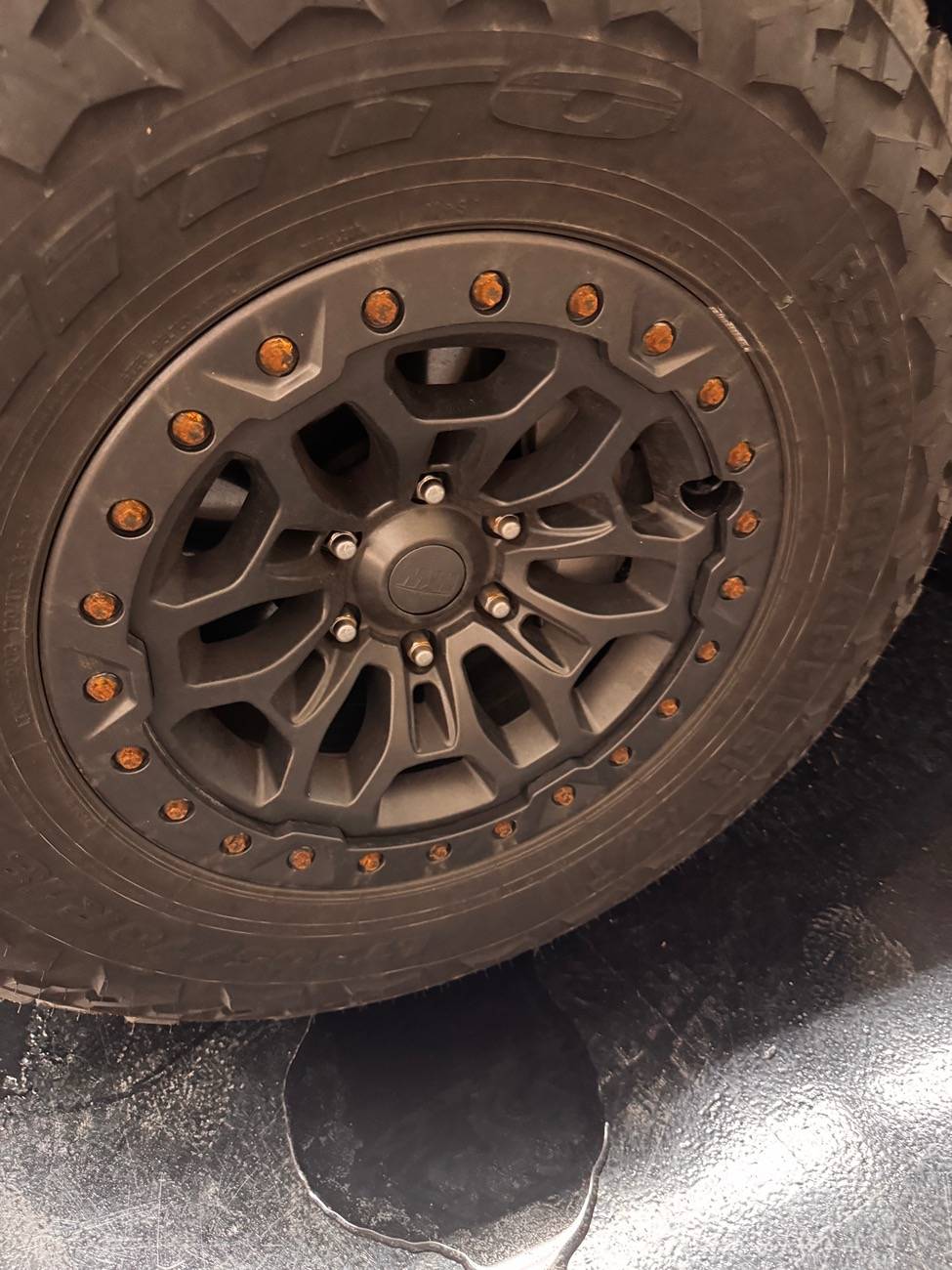 Tesla Cybertruck Martian Wheels 18" Cyber Rover beadlock wheels on Cybertruck IMG_4586