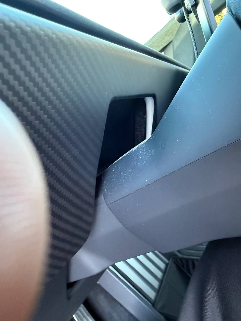 Tesla Cybertruck RPM Tesla Matte Carbon Fiber Lower Dash installed IMG_0226