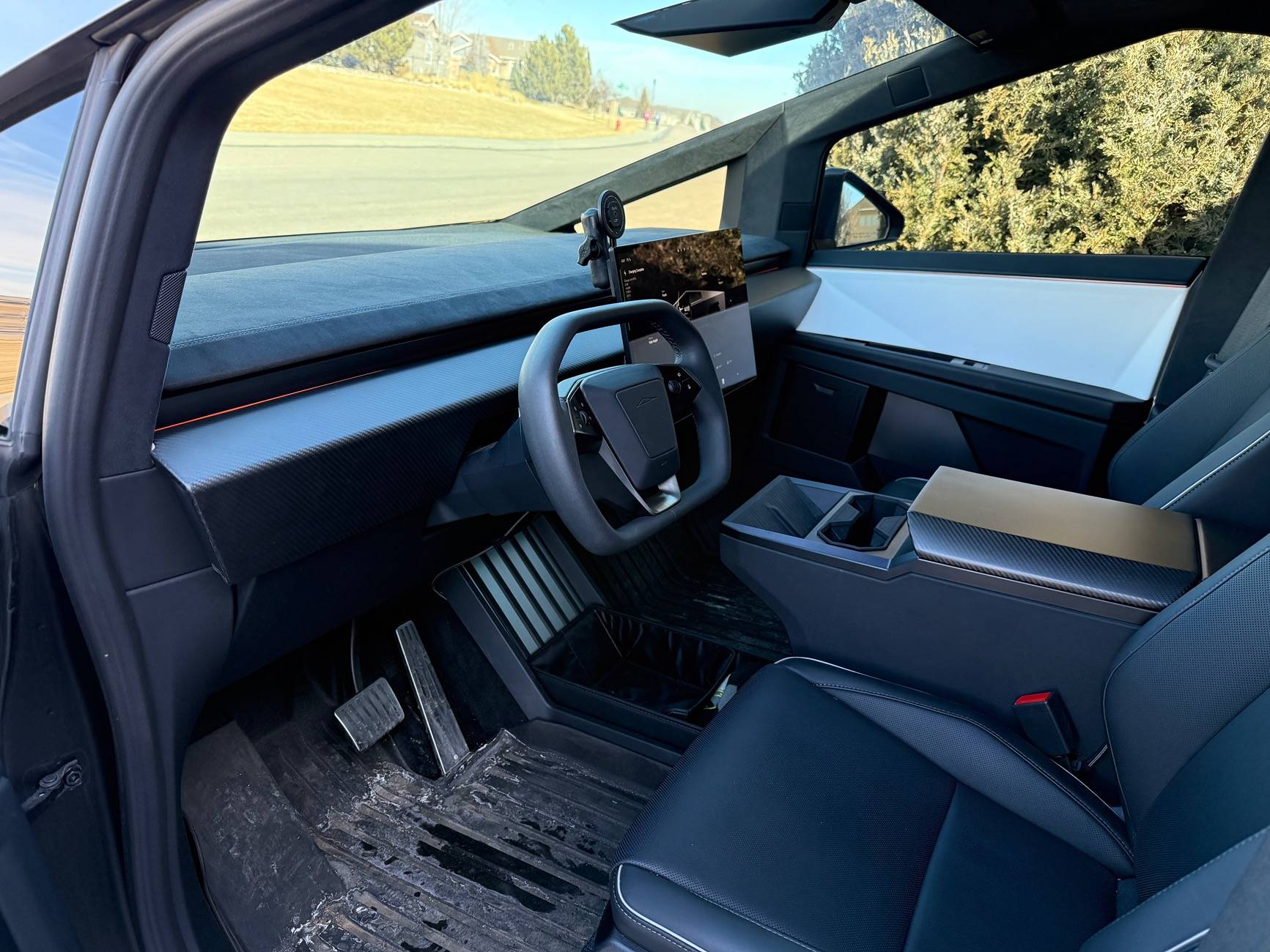 Tesla Cybertruck RPM Tesla Matte Carbon Fiber Lower Dash installed IMG_0220