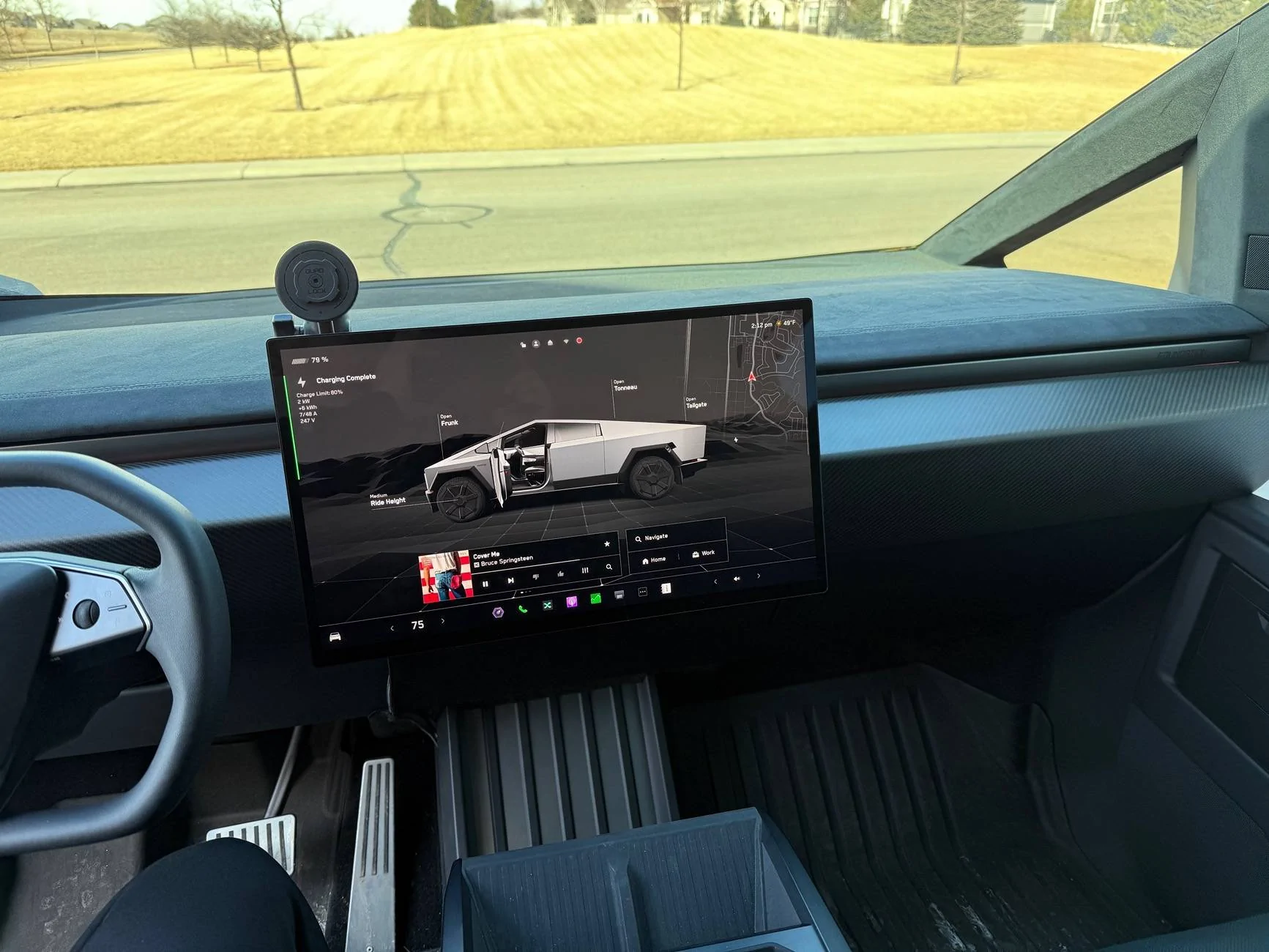 Tesla Cybertruck RPM Tesla Matte Carbon Fiber Lower Dash installed IMG_0221