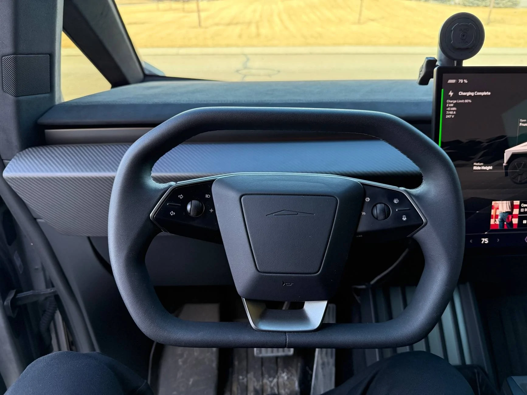 Tesla Cybertruck RPM Tesla Matte Carbon Fiber Lower Dash installed IMG_0222