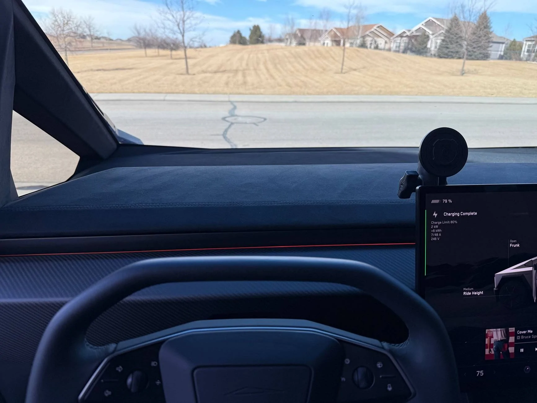 Tesla Cybertruck RPM Tesla Matte Carbon Fiber Lower Dash installed IMG_0224