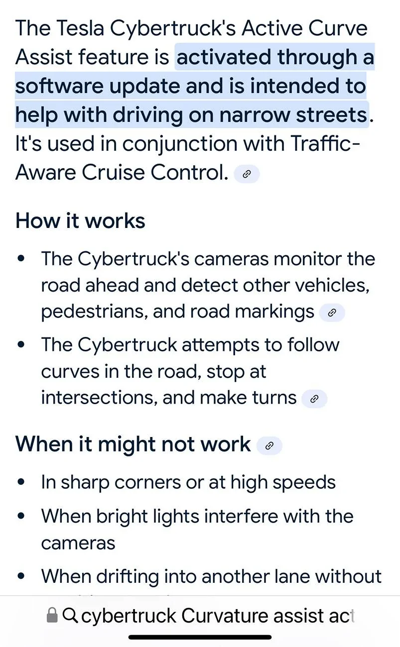 Tesla Cybertruck Curvature Assist Active FSD 13.2.8 IMG_1367
