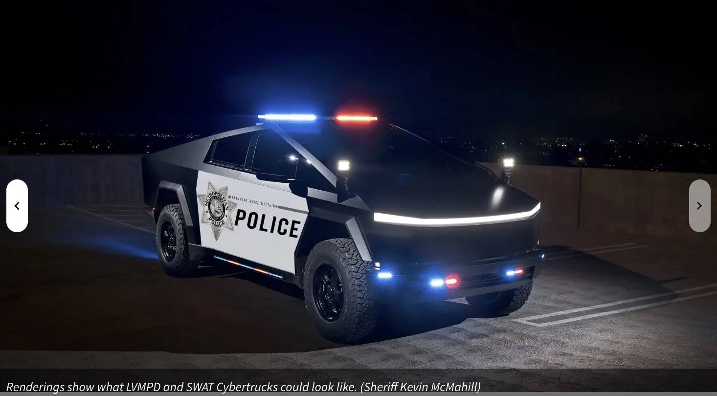 Tesla Cybertruck Las Vegas Police to begin using Cybertruck patrol vehicles - donated by Ben Horowitz & wife las vegas police cybrertruck 1