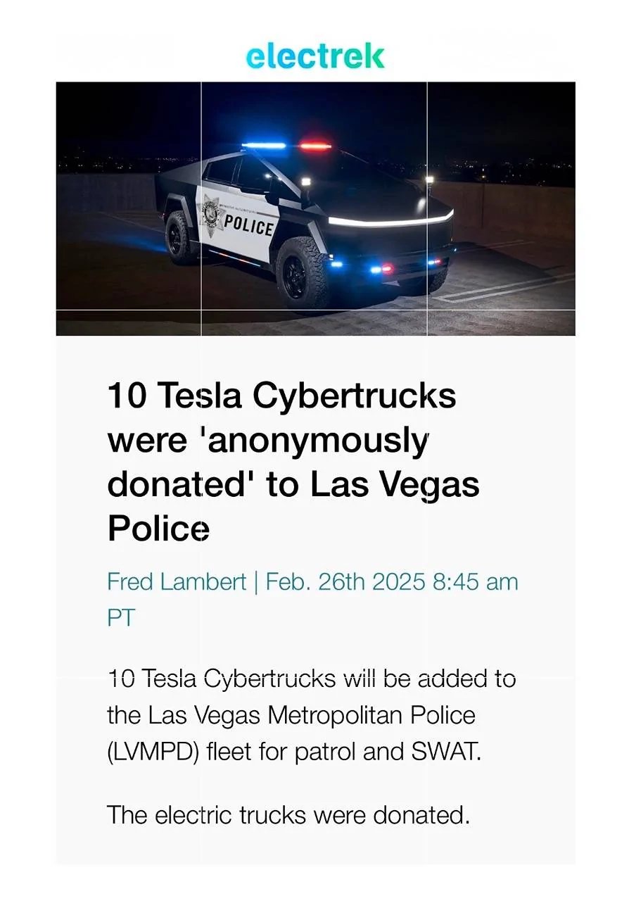 Tesla Cybertruck Las Vegas Police to begin using Cybertruck patrol vehicles - donated by Ben Horowitz & wife IMG_2415