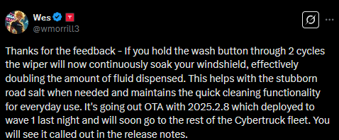 Tesla Cybertruck Wiper fix incoming.  Finally 4523452