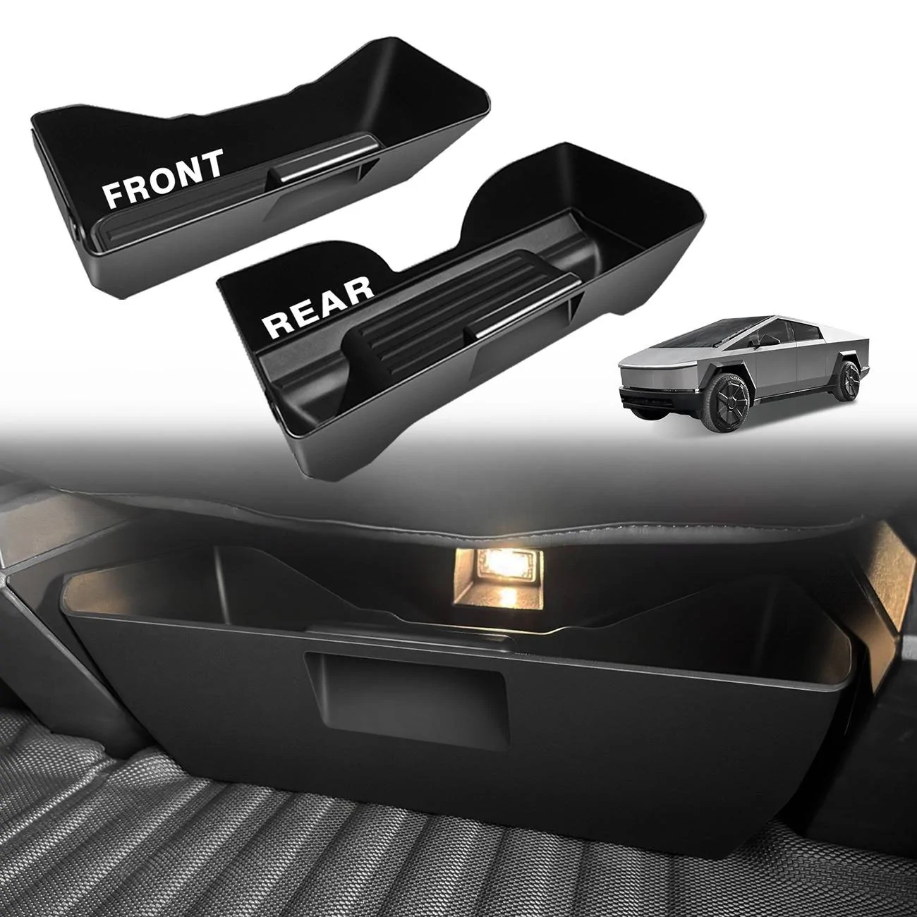 Tesla Cybertruck BestEvMod New Release – 2PCS Front Seat Front & Rear Under Seat Storage Boxes for Cybertruck! 1.1(1)