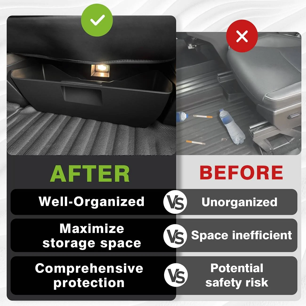 Tesla Cybertruck BestEvMod New Release – 2PCS Front Seat Front & Rear Under Seat Storage Boxes for Cybertruck! 6