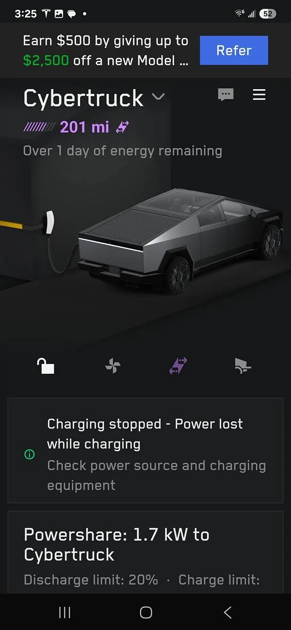 Tesla Cybertruck Any Update on PowerShare Integration with Solar Panels? Screenshot_20250301_152511_Tesla