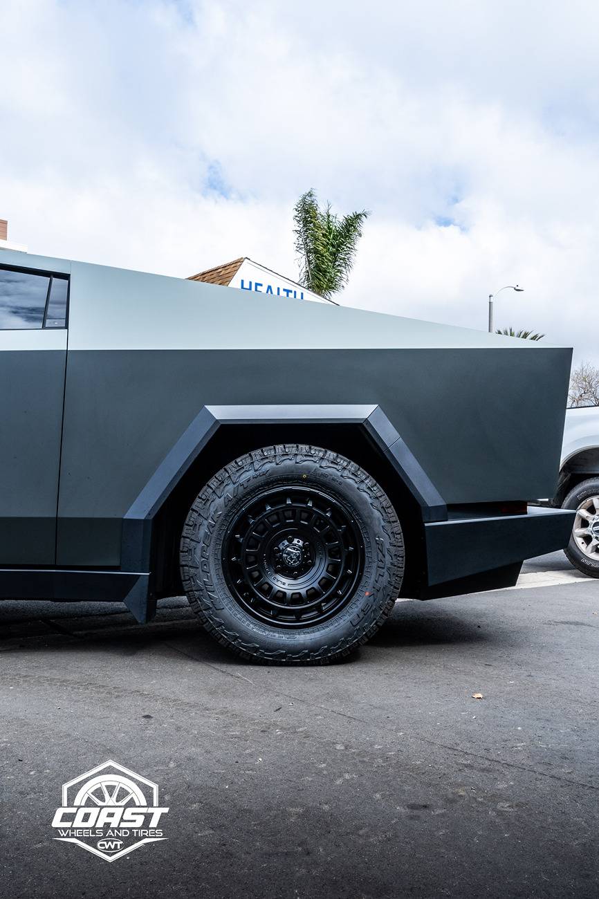 Tesla Cybertruck Simple and quick Cybertruck build: Satin Midnight Moss Wrap, 20" Black Rhino AWOL _DSC5488