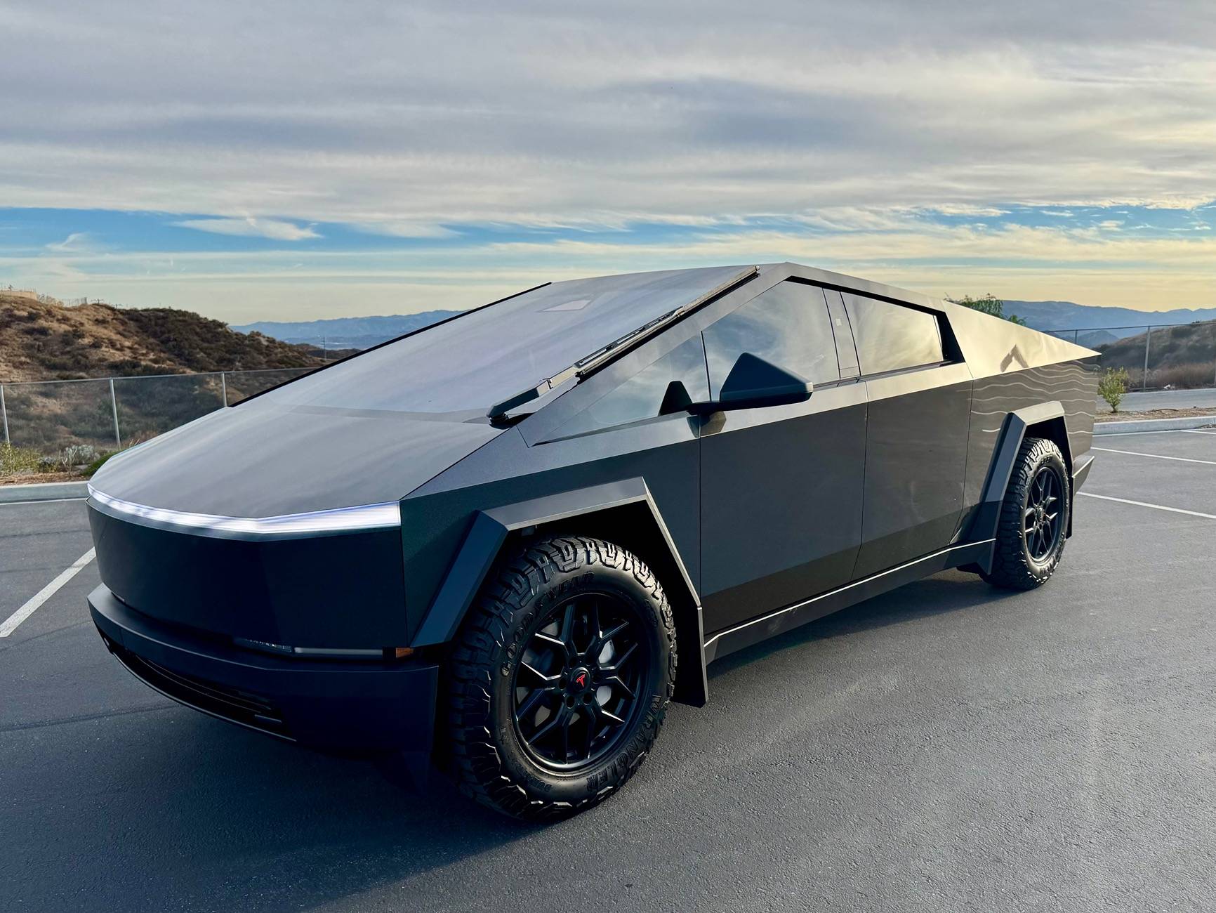 Tesla Cybertruck Simple and quick Cybertruck build: Satin Midnight Moss Wrap, 20" Black Rhino AWOL IMG_2650