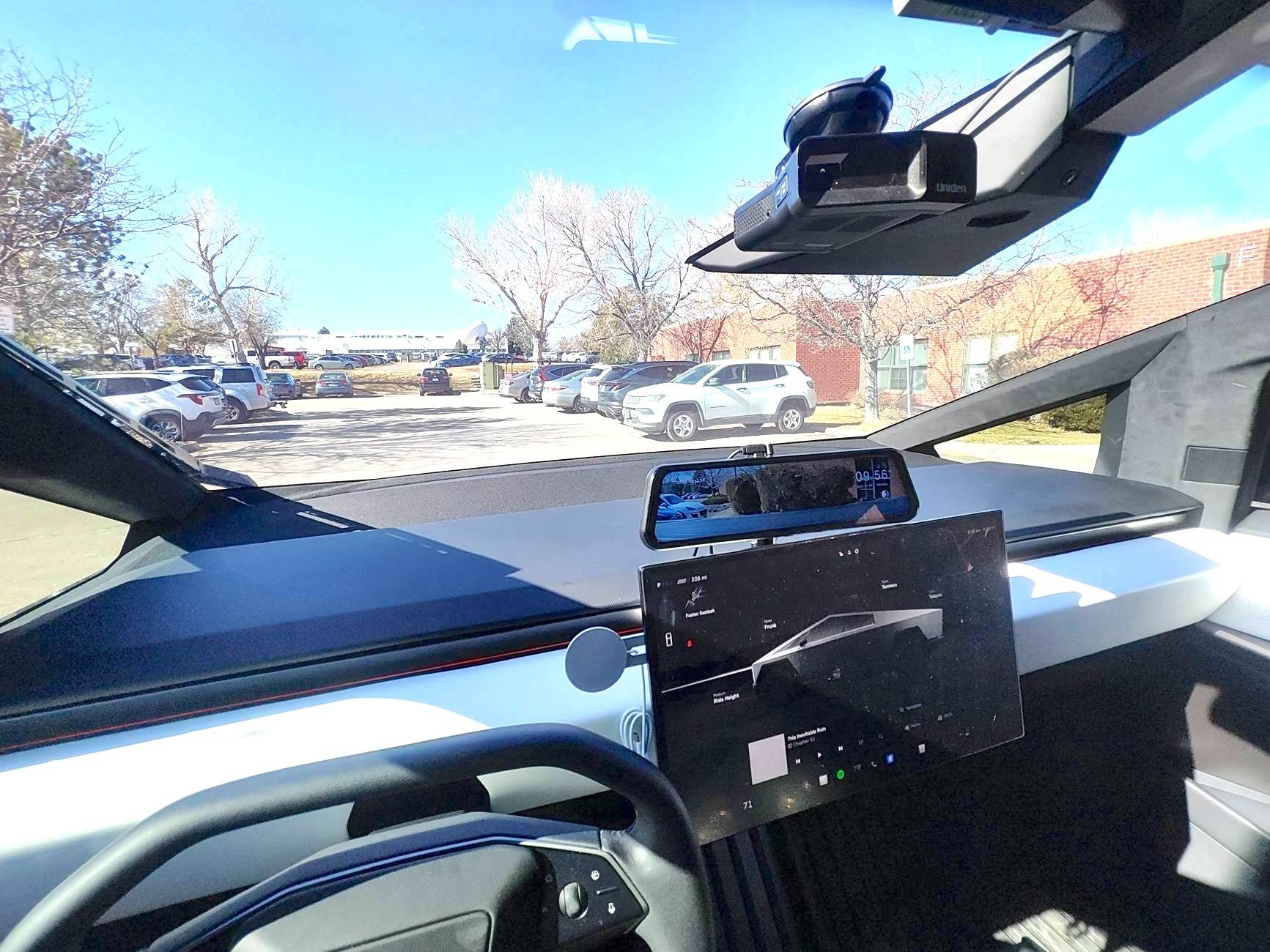 Tesla Cybertruck Installed Wolfbox digital rear view mirror on back of the display screen IMG_20250303_095636259_HDR (1)