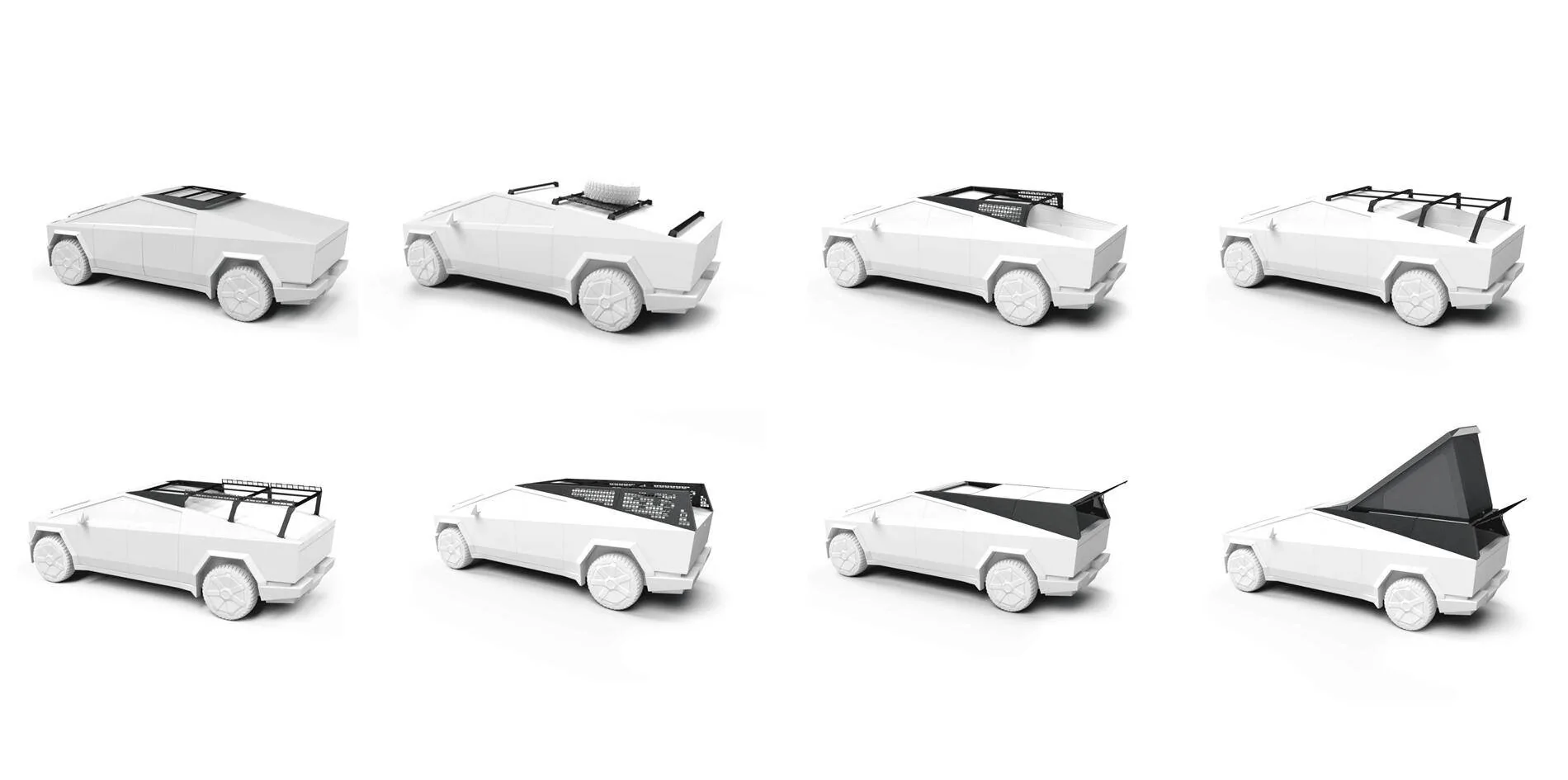 Tesla Cybertruck CYBERTRUCKco St. Patrick's Day Modular Racks and Crossbar Sale live now!-  SAVE 17% through the 17th! cybertruck-co-racks-white-bg