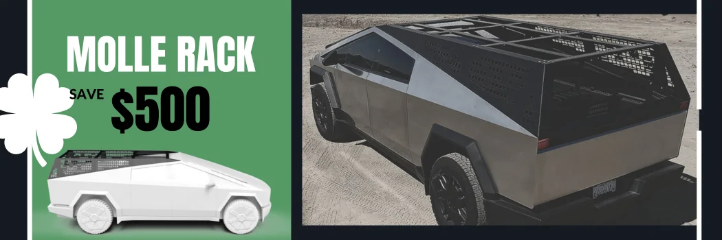 Tesla Cybertruck CYBERTRUCKco St. Patrick's Day Modular Racks and Crossbar Sale live now!-  SAVE 17% through the 17th! 2