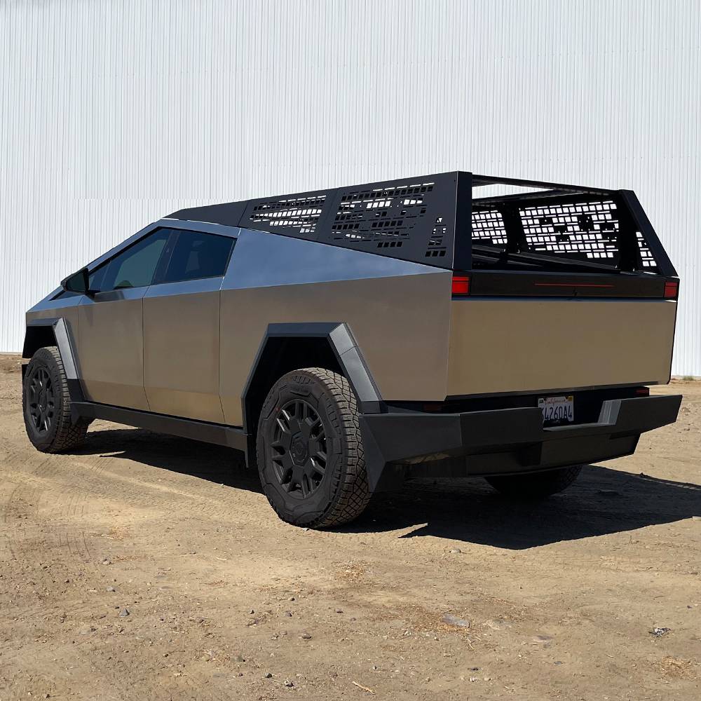 Tesla Cybertruck CYBERTRUCKco St. Patrick's Day Modular Racks and Crossbar Sale live now!-  SAVE 17% through the 17th! tesla-cybertruck-with-molle-panel-bed-rack-from-cybertruckco-5