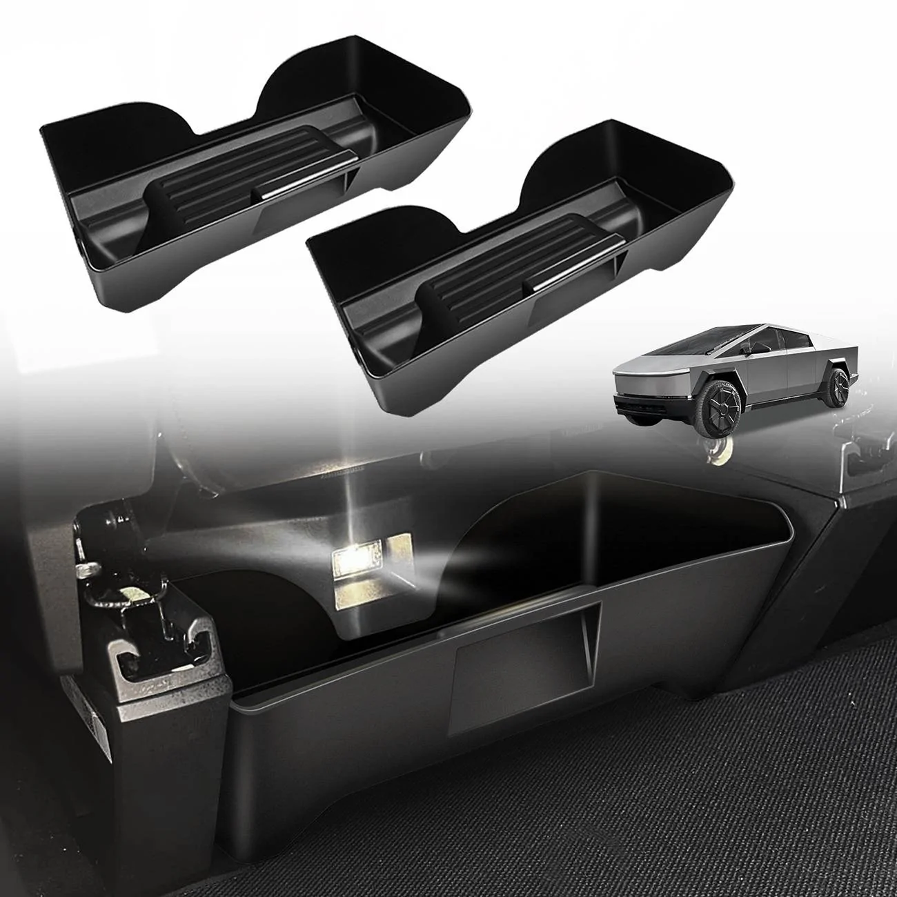 Tesla Cybertruck New Release from BestEvMod – 2PCS Front Seat Rear Under Seat Storage Boxes for Cybertruck 1.1