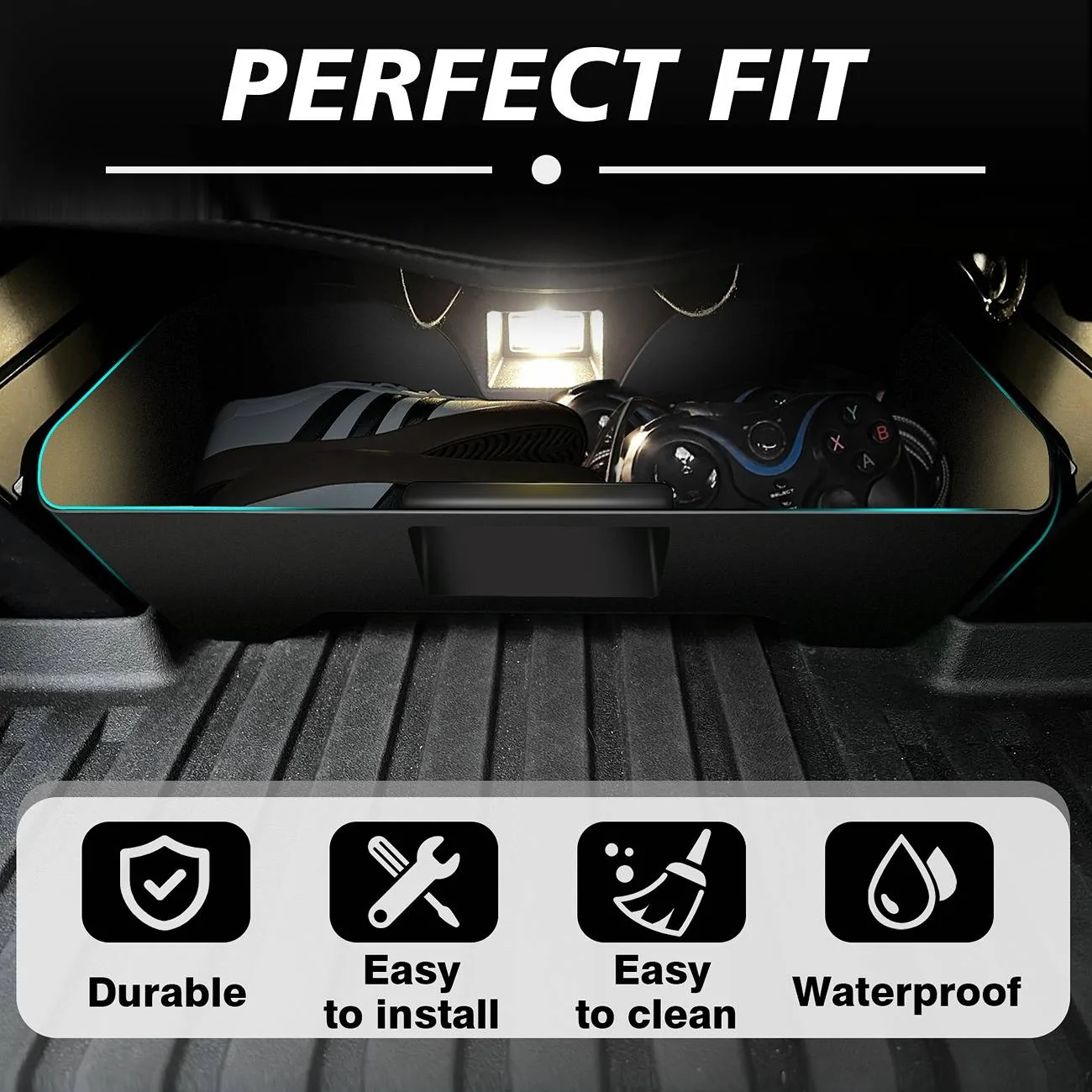 Tesla Cybertruck New Release from BestEvMod – 2PCS Front Seat Rear Under Seat Storage Boxes for Cybertruck 4
