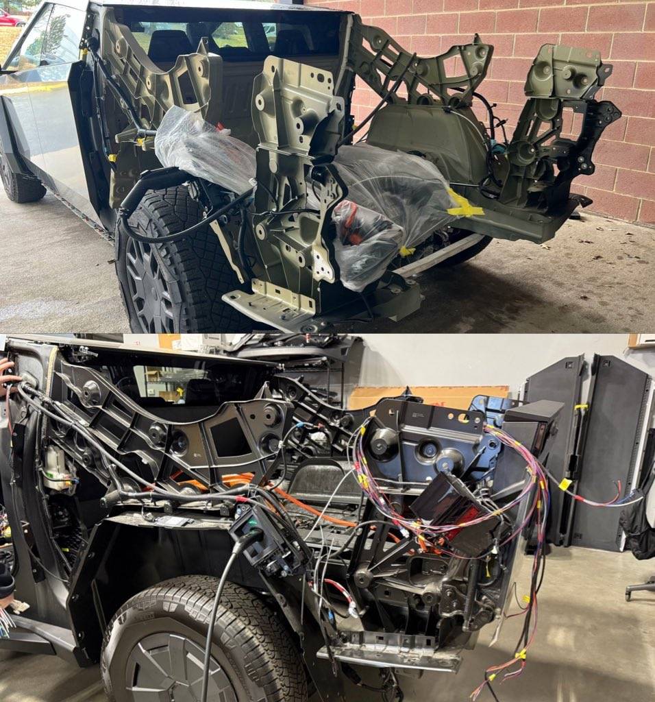 Tesla Cybertruck Black e-coating applied to Cybertruck castings starting mid-2024 cybertruck casting black e-coatin