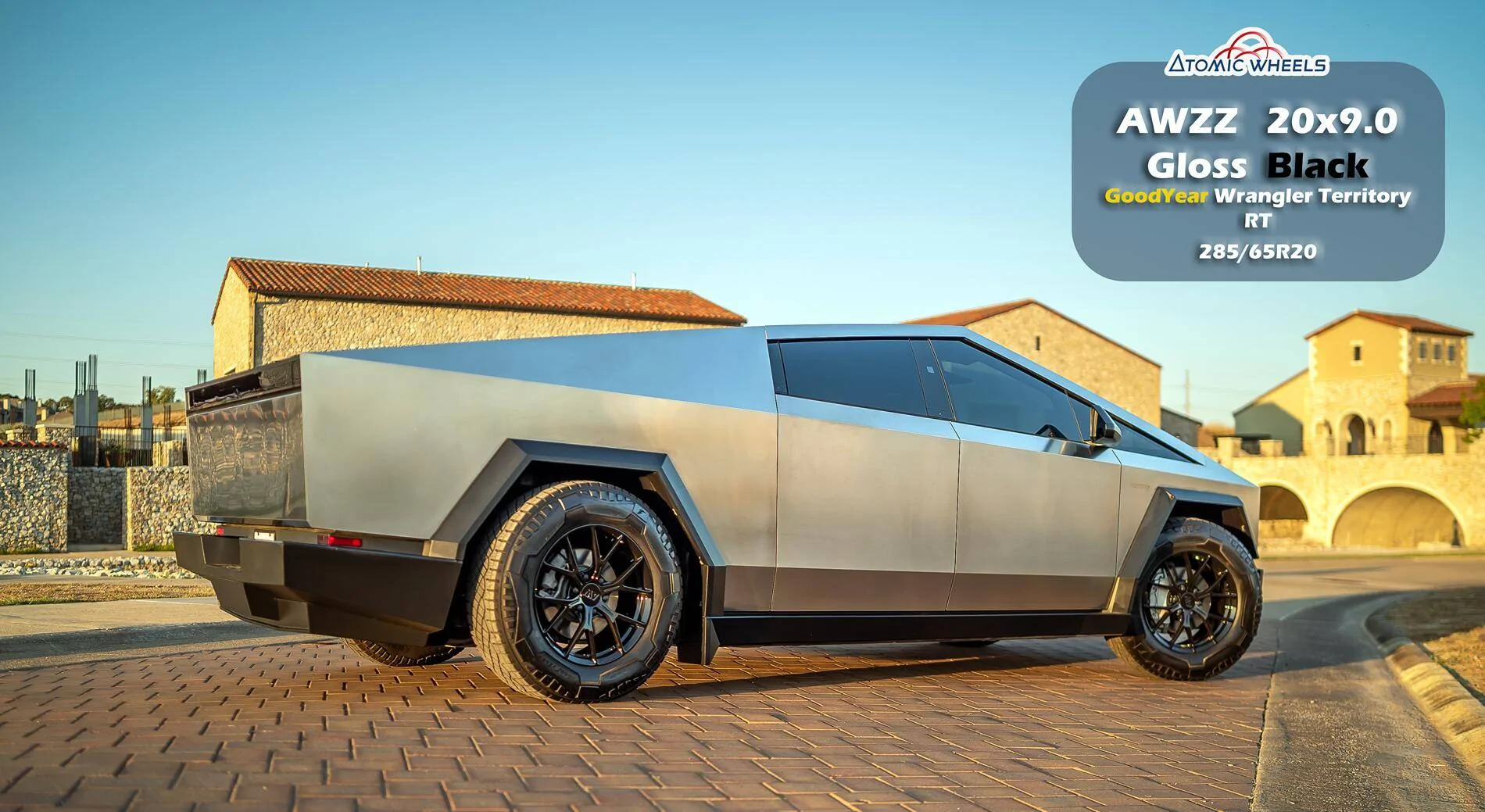 Tesla Cybertruck Fully Forged Atomic Wheels for Tesla Cybetruck AWZZ20_CT_GlossBlack_Stamp_Site4