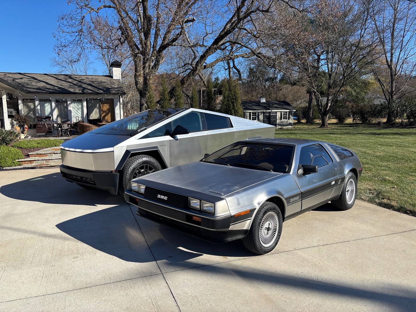 Tesla Cybertruck My CyberTruck and his Friend the DeLorean IMG_1366