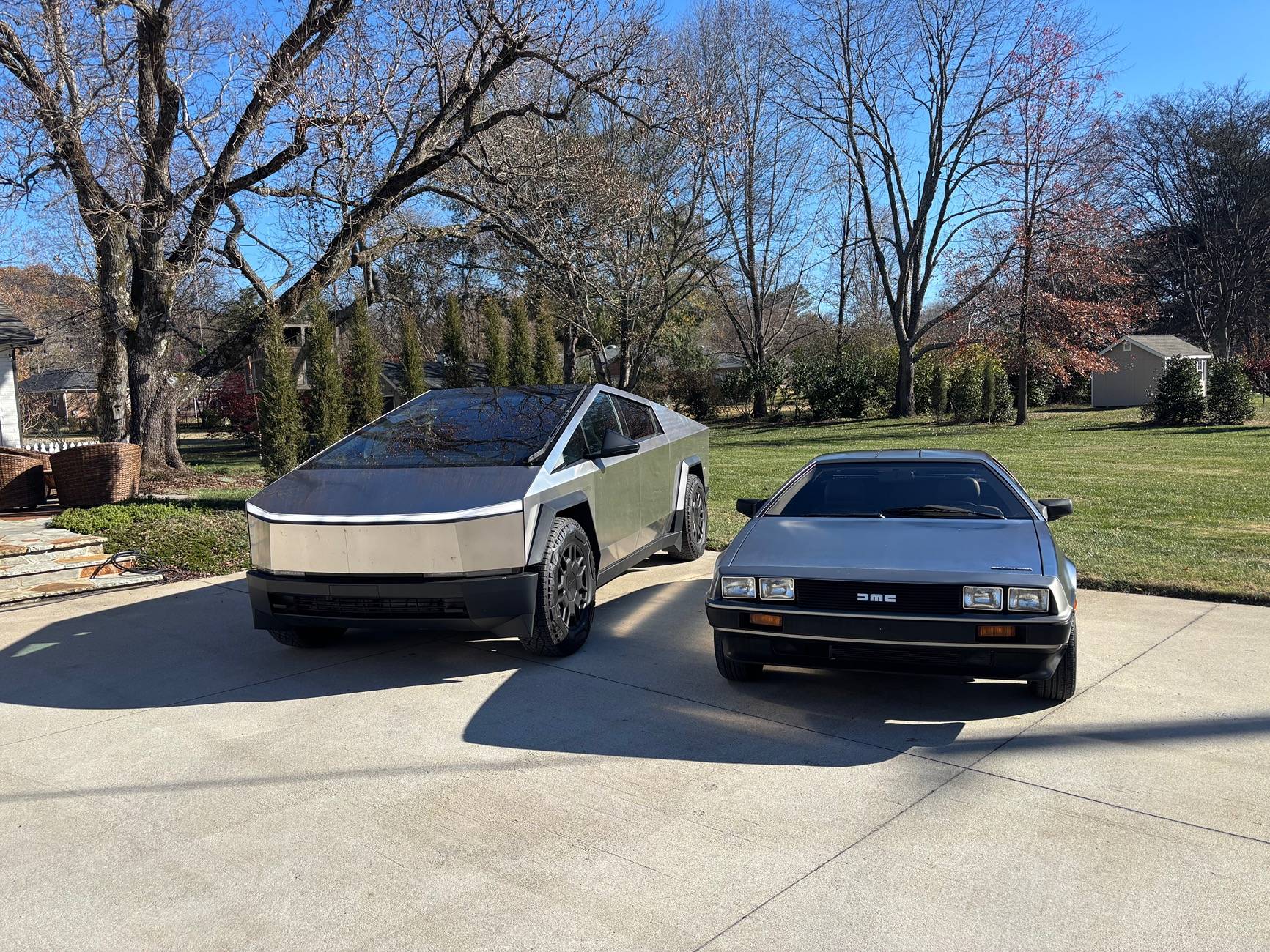 Tesla Cybertruck My CyberTruck and his Friend the DeLorean IMG_1365