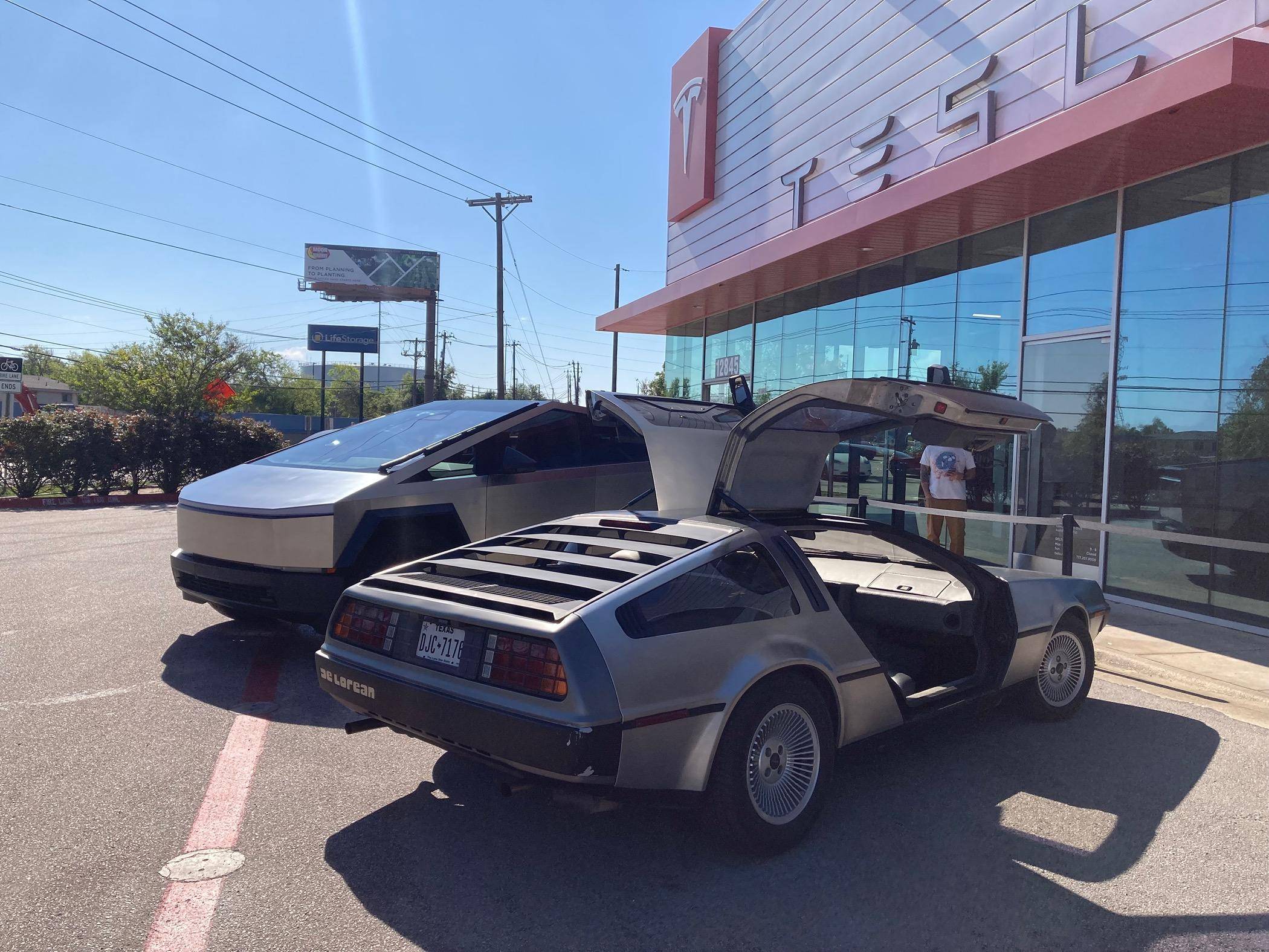 Tesla Cybertruck My CyberTruck and his Friend the DeLorean img_2981-jpe