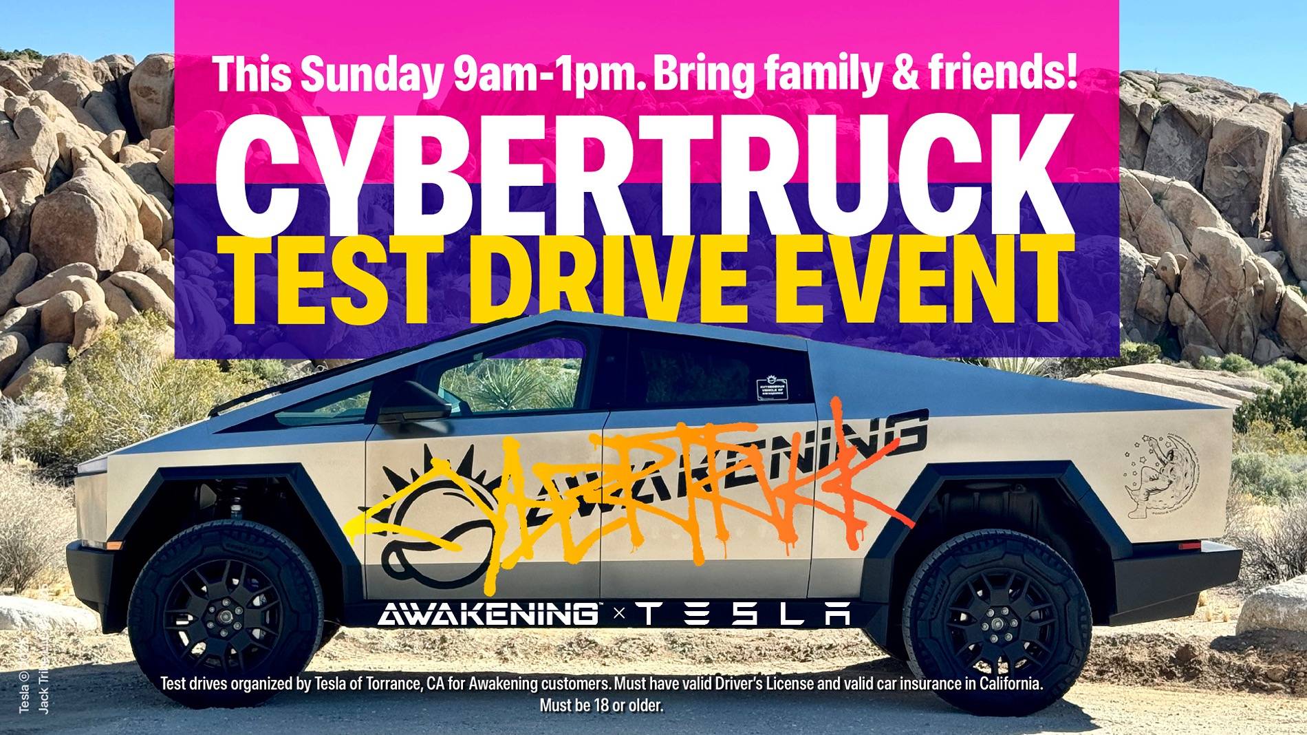 Tesla Cybertruck Uplift Tesla event in Los Angeles at Awakening Coffee, Sunday 9am-1pm Cybertruck Test Drive March 16