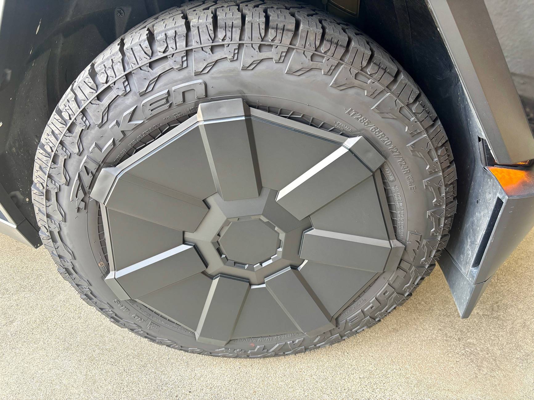 Tesla Cybertruck Replaced Goodyears with Falken Wildpeak AT4W tires -- review & photos IMG_5874
